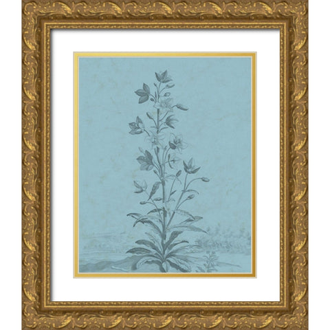 Botanical on Teal II Gold Ornate Wood Framed Art Print with Double Matting by Vision Studio