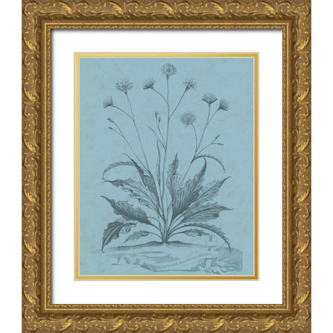 Botanical on Teal IV Gold Ornate Wood Framed Art Print with Double Matting by Vision Studio