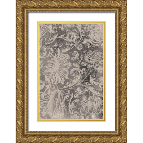 Aged Floral II Gold Ornate Wood Framed Art Print with Double Matting by Vision Studio