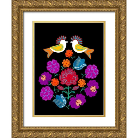 Folksy Arrangement II Gold Ornate Wood Framed Art Print with Double Matting by Moore, Regina
