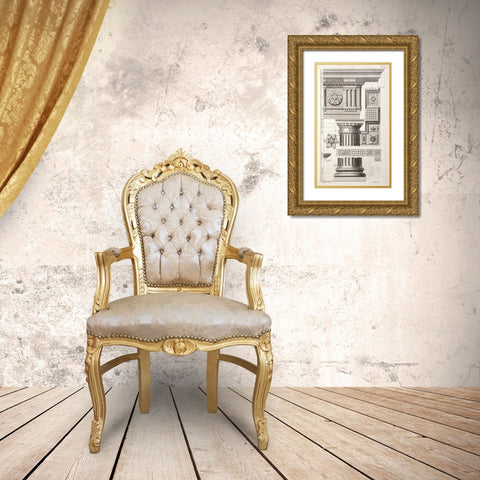 Column and Rosettes Gold Ornate Wood Framed Art Print with Double Matting by Swan, Abraham