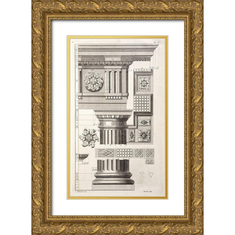 Column and Rosettes Gold Ornate Wood Framed Art Print with Double Matting by Swan, Abraham