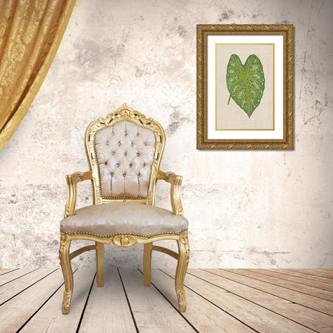 Leaves on Linen I Gold Ornate Wood Framed Art Print with Double Matting by Unknown