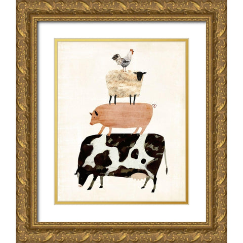 Barnyard Buds III Gold Ornate Wood Framed Art Print with Double Matting by Borges, Victoria