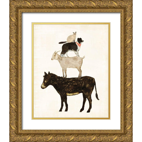 Barnyard Buds VI Gold Ornate Wood Framed Art Print with Double Matting by Borges, Victoria