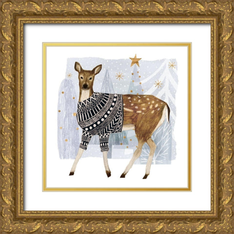 Cozy Woodland Animal III Gold Ornate Wood Framed Art Print with Double Matting by Borges, Victoria