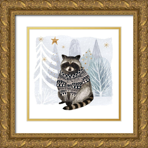 Cozy Woodland Animal IV Gold Ornate Wood Framed Art Print with Double Matting by Borges, Victoria