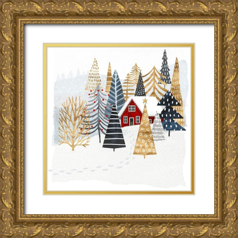 Christmas Chalet I Gold Ornate Wood Framed Art Print with Double Matting by Borges, Victoria