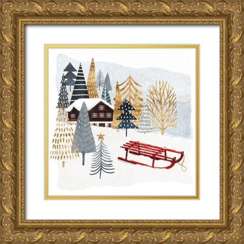 Christmas Chalet II Gold Ornate Wood Framed Art Print with Double Matting by Borges, Victoria