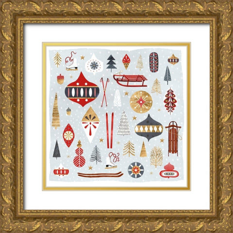 Christmas Chalet IV Gold Ornate Wood Framed Art Print with Double Matting by Borges, Victoria