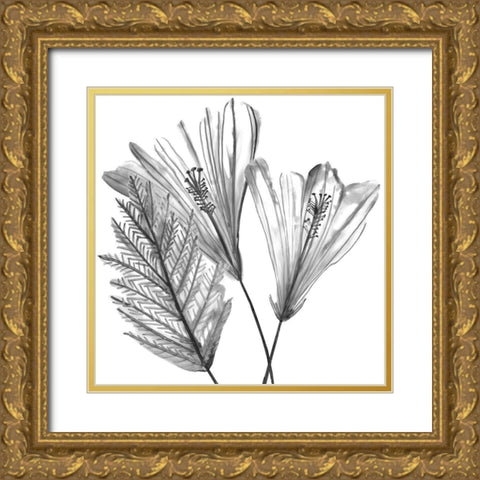 Floral Silhouette II Gold Ornate Wood Framed Art Print with Double Matting by Wang, Melissa