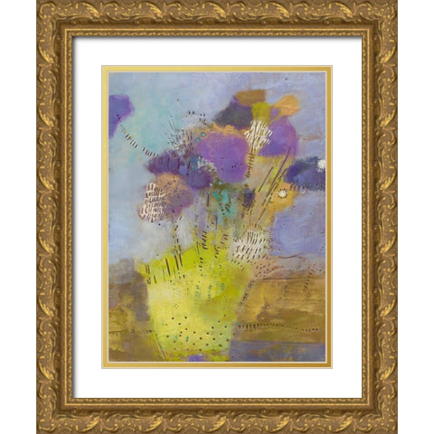 Blumen I Gold Ornate Wood Framed Art Print with Double Matting by Jachimiec, Sue