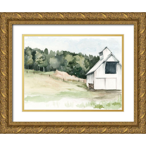 Watercolor Barn III Gold Ornate Wood Framed Art Print with Double Matting by Parker, Jennifer Paxton