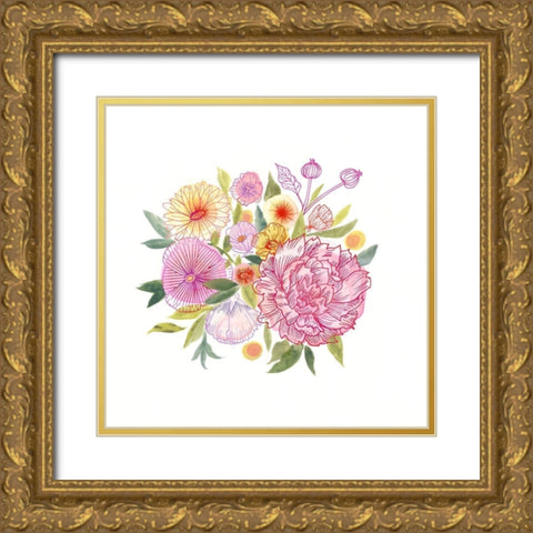 Pink Petals I Gold Ornate Wood Framed Art Print with Double Matting by Borges, Victoria