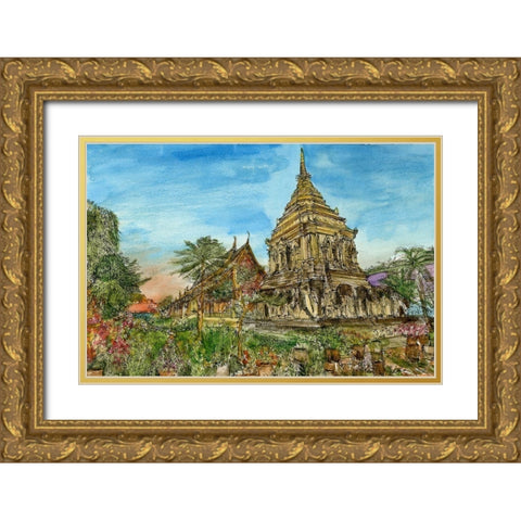 Chiang Mai II Gold Ornate Wood Framed Art Print with Double Matting by Wang, Melissa