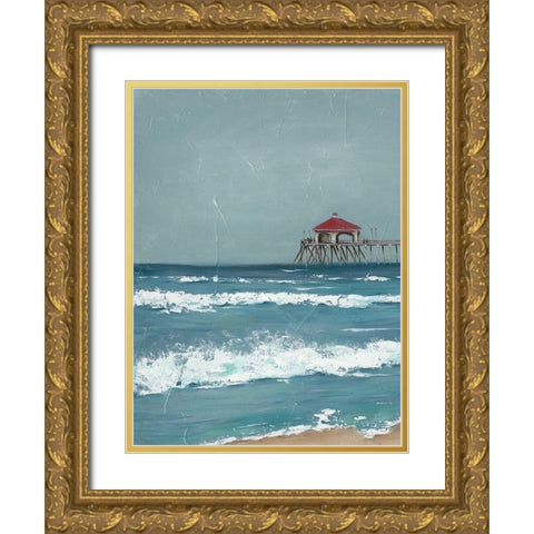 Fishing Pier Diptych I Gold Ornate Wood Framed Art Print with Double Matting by Reynolds, Jade