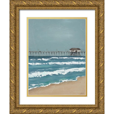 Fishing Pier Diptych II Gold Ornate Wood Framed Art Print with Double Matting by Reynolds, Jade