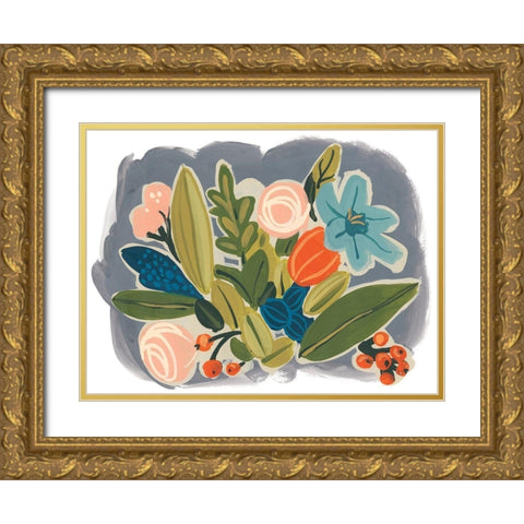 Bright Botany II Gold Ornate Wood Framed Art Print with Double Matting by Vess, June Erica