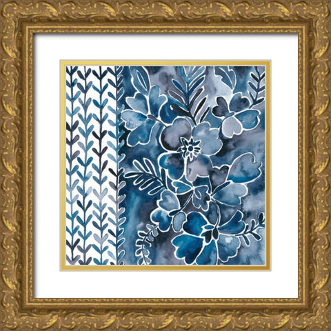 Cobalt Garden I Gold Ornate Wood Framed Art Print with Double Matting by Zarris, Chariklia