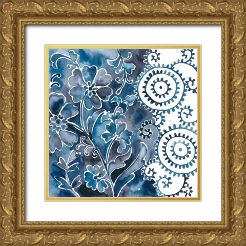 Cobalt Garden II Gold Ornate Wood Framed Art Print with Double Matting by Zarris, Chariklia