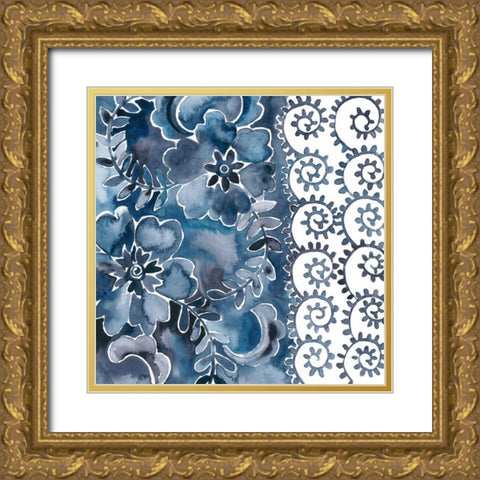 Cobalt Garden IV Gold Ornate Wood Framed Art Print with Double Matting by Zarris, Chariklia