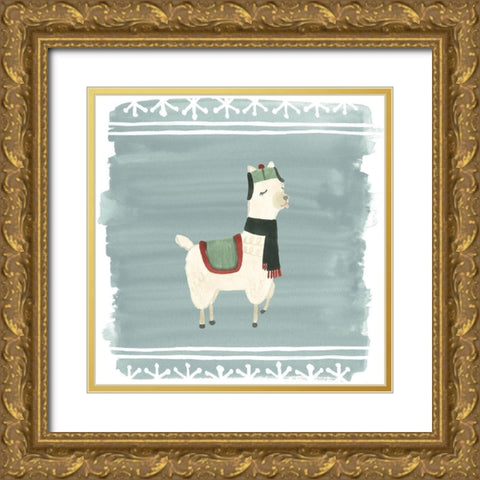 Winter Wonder Llama I Gold Ornate Wood Framed Art Print with Double Matting by Vess, June Erica