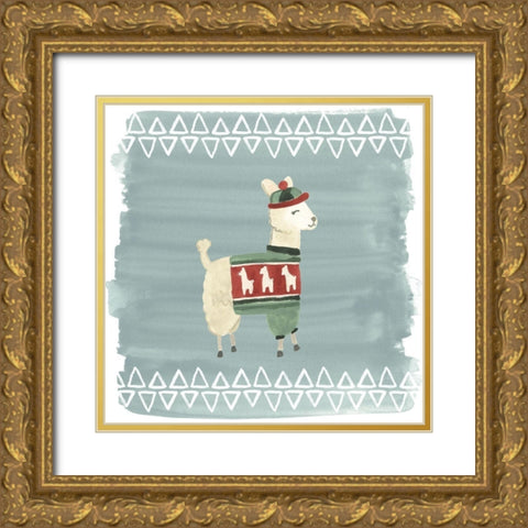Winter Wonder Llama III Gold Ornate Wood Framed Art Print with Double Matting by Vess, June Erica