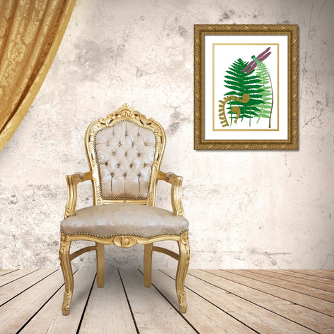 Fern Fantasy Garden II Gold Ornate Wood Framed Art Print with Double Matting by Ludwig, Alicia