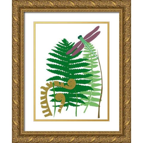 Fern Fantasy Garden II Gold Ornate Wood Framed Art Print with Double Matting by Ludwig, Alicia