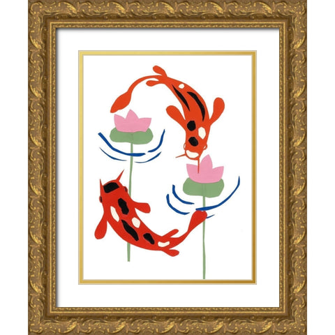 Koi Fantasy I Gold Ornate Wood Framed Art Print with Double Matting by Ludwig, Alicia
