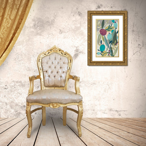 Tropicana Panel I Gold Ornate Wood Framed Art Print with Double Matting by Vess, June Erica