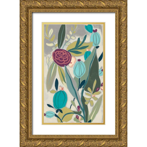 Tropicana Panel I Gold Ornate Wood Framed Art Print with Double Matting by Vess, June Erica
