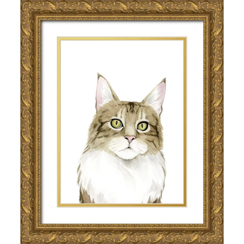 Cat Portrait IV Gold Ornate Wood Framed Art Print with Double Matting by Popp, Grace