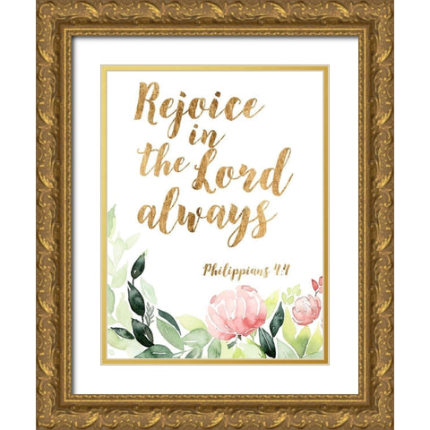 Grace Words Floral II Gold Ornate Wood Framed Art Print with Double Matting by Studio W