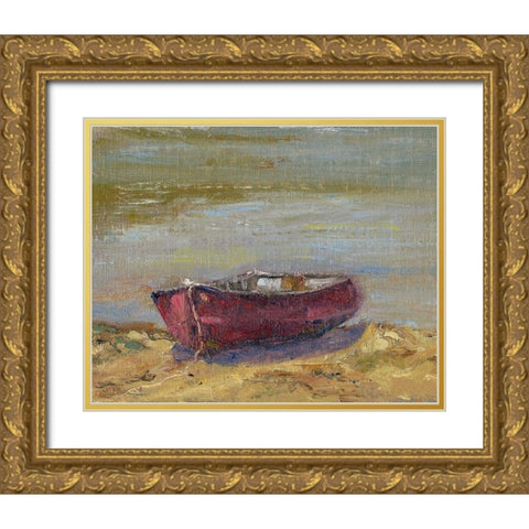 Beached Red Gold Ornate Wood Framed Art Print with Double Matting by Wendling, Marilyn