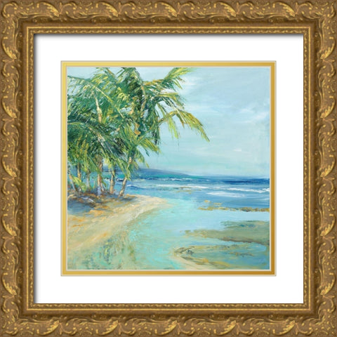 Blue Coastal Lagoon Gold Ornate Wood Framed Art Print with Double Matting by Wilkins, Suzanne
