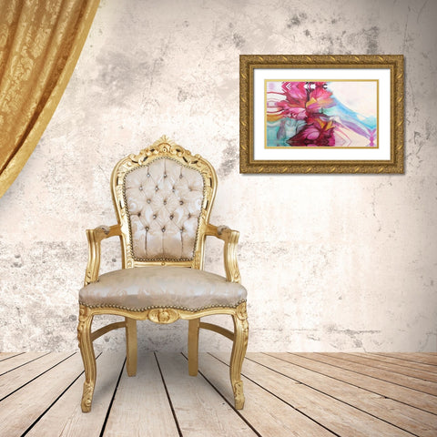 Flor de Pasion Gold Ornate Wood Framed Art Print with Double Matting by Villarreal, Gabriela