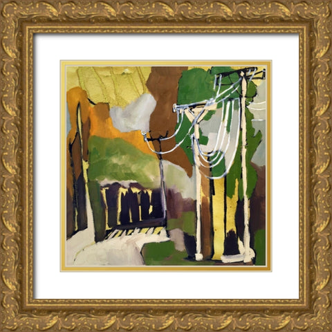 Trees and Wires X Gold Ornate Wood Framed Art Print with Double Matting by Ferrell, Erin McGee