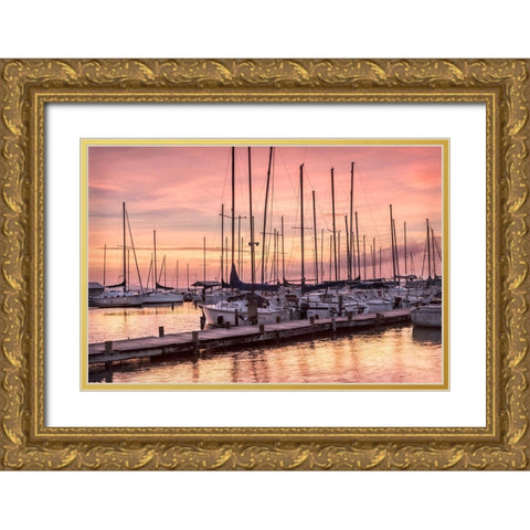 Set to Sail Gold Ornate Wood Framed Art Print with Double Matting by Head, Danny