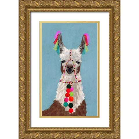 Adorned Llama I Gold Ornate Wood Framed Art Print with Double Matting by Borges, Victoria