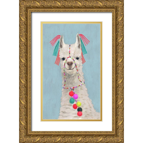 Adorned Llama II Gold Ornate Wood Framed Art Print with Double Matting by Borges, Victoria