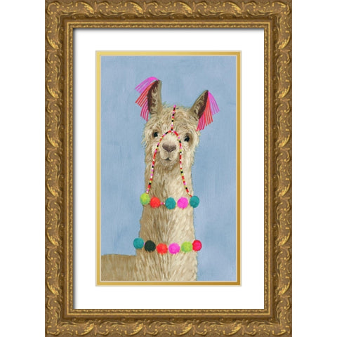 Adorned Llama III Gold Ornate Wood Framed Art Print with Double Matting by Borges, Victoria