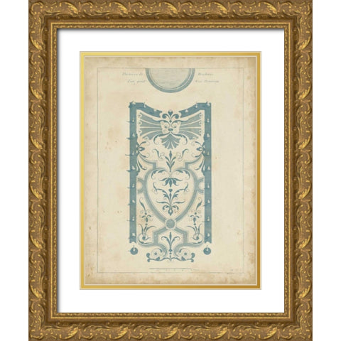 Garden Design in Blue III Gold Ornate Wood Framed Art Print with Double Matting by d Argenville, DeZallier