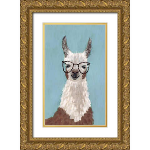 Llama Specs I Gold Ornate Wood Framed Art Print with Double Matting by Borges, Victoria