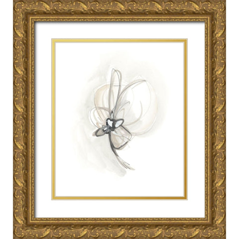 Neutral Floral Gesture II Gold Ornate Wood Framed Art Print with Double Matting by Vess, June Erica