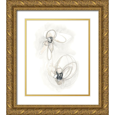 Neutral Floral Gesture III Gold Ornate Wood Framed Art Print with Double Matting by Vess, June Erica