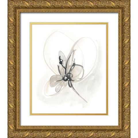 Neutral Floral Gesture VI Gold Ornate Wood Framed Art Print with Double Matting by Vess, June Erica