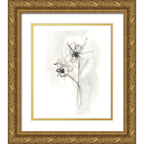 Neutral Floral Gesture VII Gold Ornate Wood Framed Art Print with Double Matting by Vess, June Erica