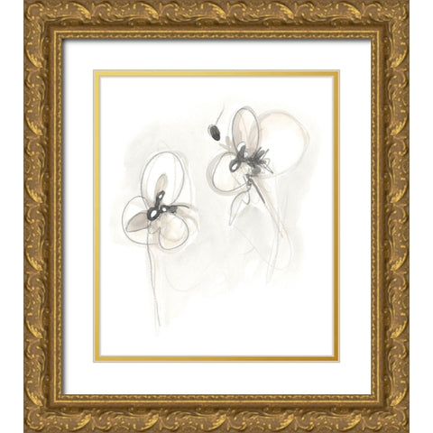 Neutral Floral Gesture VIII Gold Ornate Wood Framed Art Print with Double Matting by Vess, June Erica
