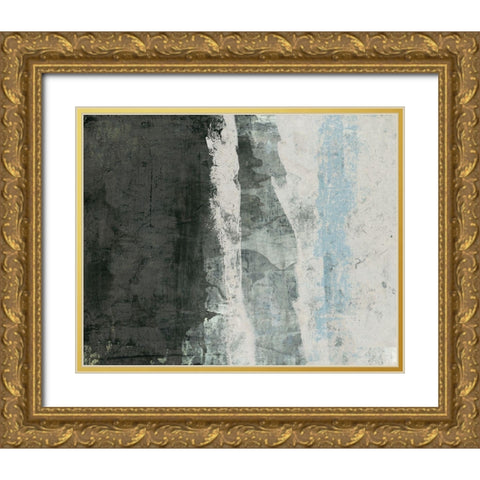 Black and Grey and Blue II Gold Ornate Wood Framed Art Print with Double Matting by Ray, Elena